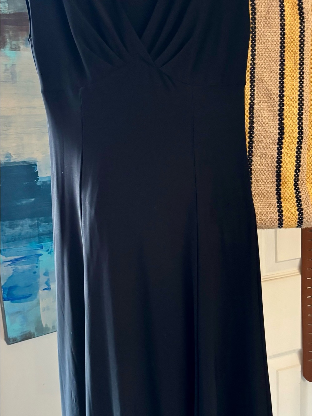 Chaps Black Sleeveless V-Neck Maxi Dress